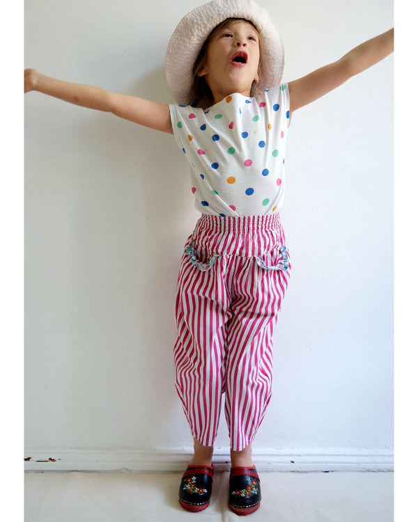 Vintage Striped Cotton Bow Trousers