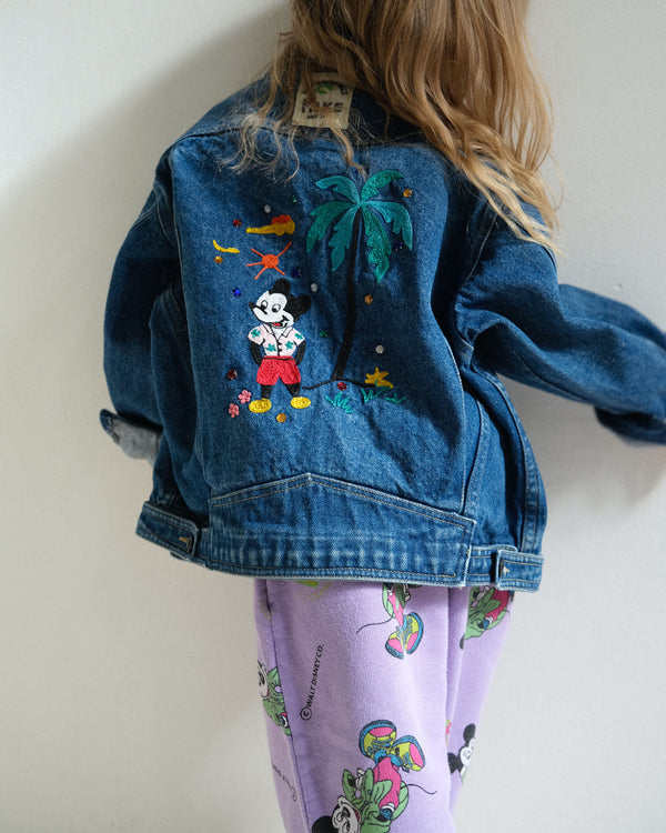 Vintage Embroidered Mickey Mouse Rhinestone Denim Jacket