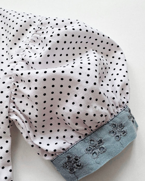 Handmade Cotton Polka Dot Blouse With Heart Buttons 5Y