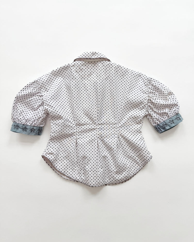 Handmade Cotton Polka Dot Blouse With Heart Buttons