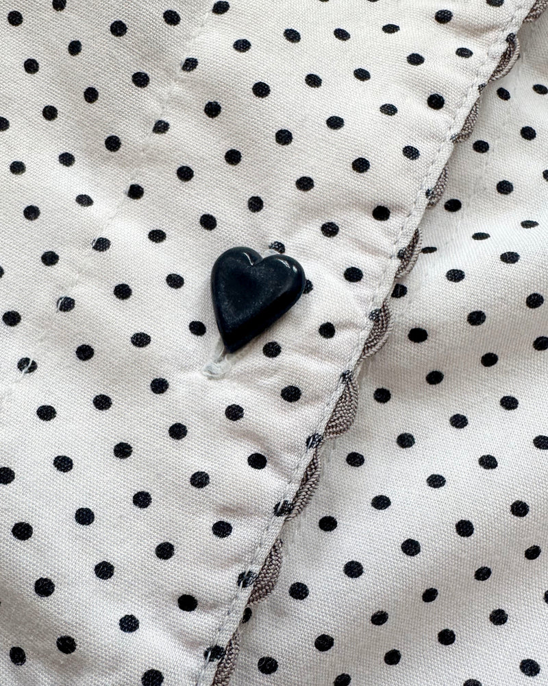 Handmade Cotton Polka Dot Blouse With Heart Buttons