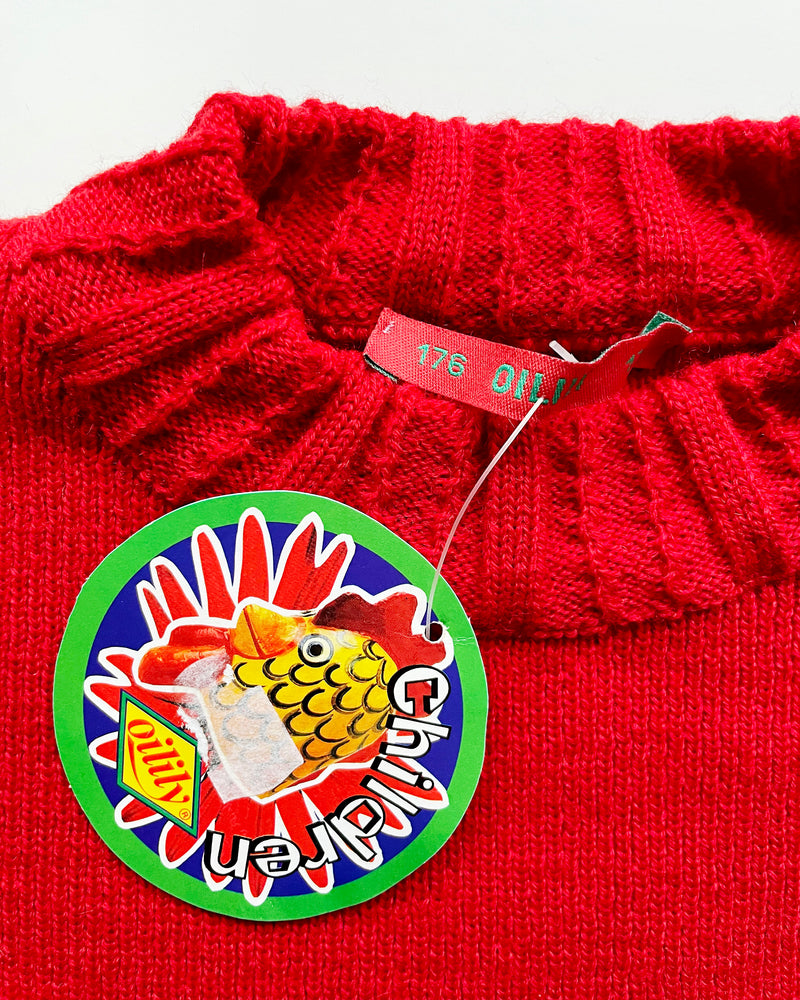 Deadstock Vintage Oilily Jacquard Wool Red Sweater ADULTS