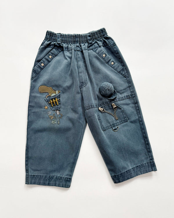 Vintage 3D Jeans With Elastic Waist