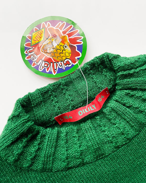 Deadstock Vintage Oilily Jacquard Wool Green Sweater ADULTS