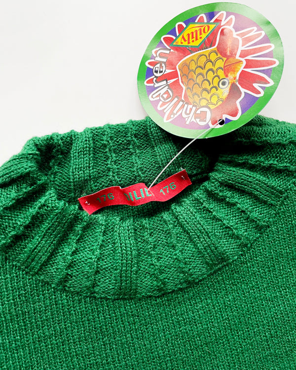 Deadstock Vintage Oilily Jacquard Wool Green Sweater Adults