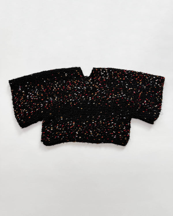 Chunky Handmade Wool Poncho Black 5-8Y