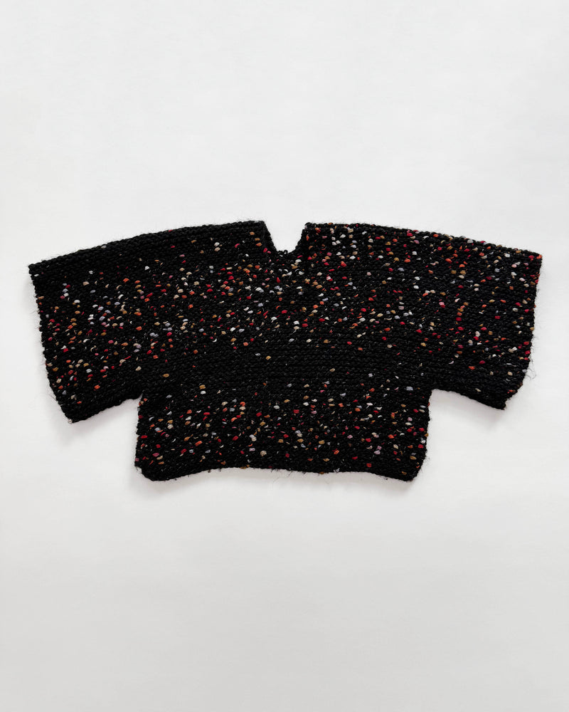 Chunky Handmade Wool Poncho Black 5-8Y