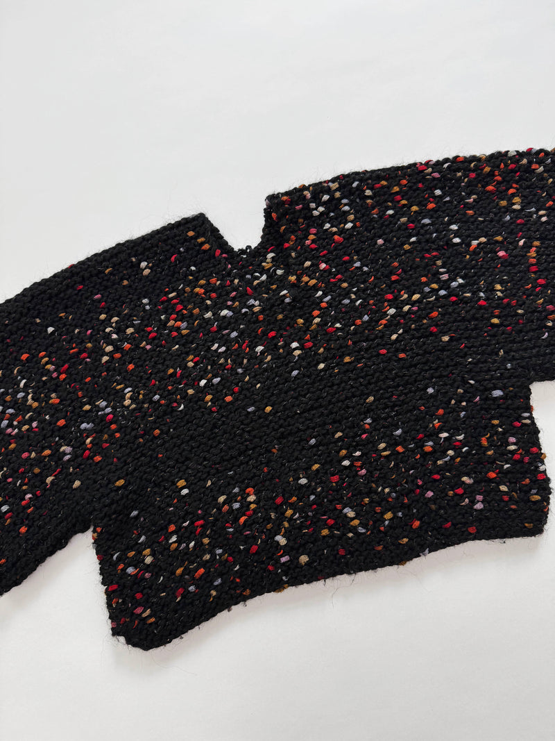 Chunky Handmade Wool Poncho Black 5-8Y