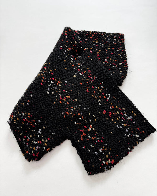 Chunky Handmade Wool Poncho Black 5-8Y