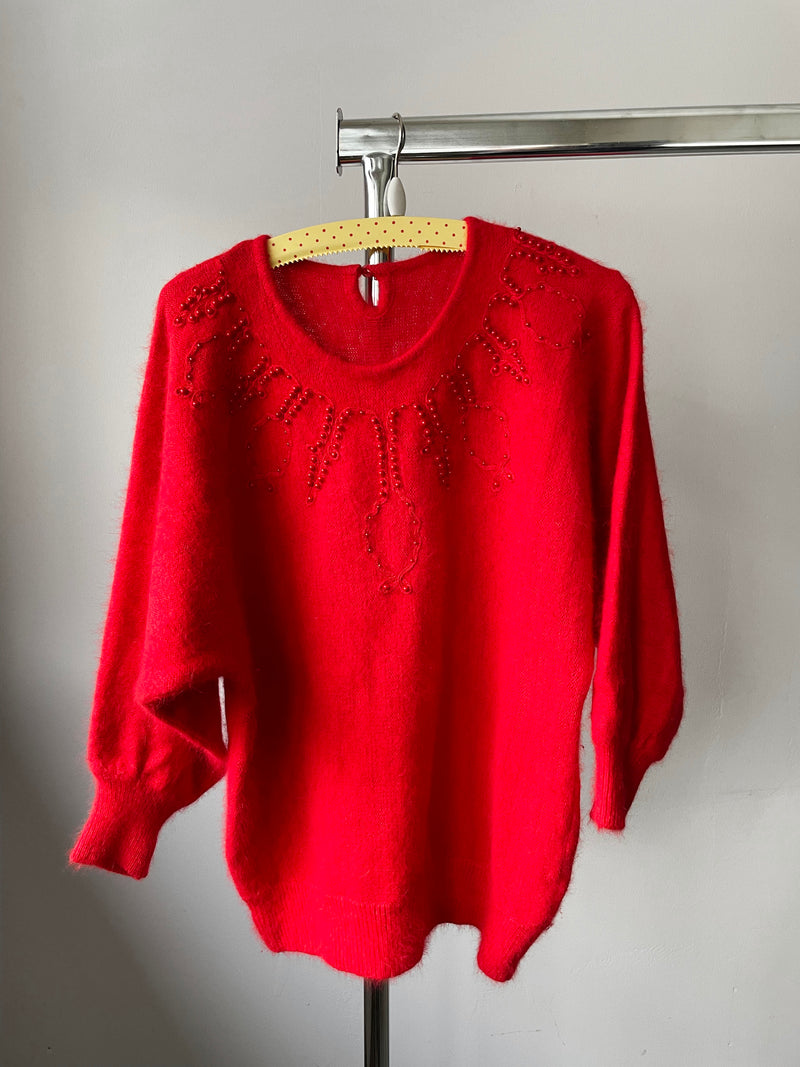 Vintage Angroa Wool Sweater Embroidered With Beads