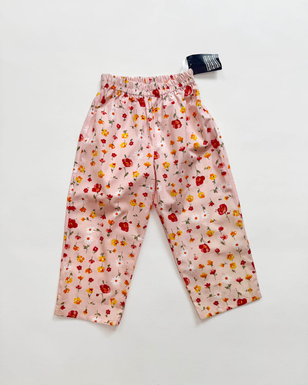 Deadstock Floral Cotton Trousers With Elastic Waist 3Y