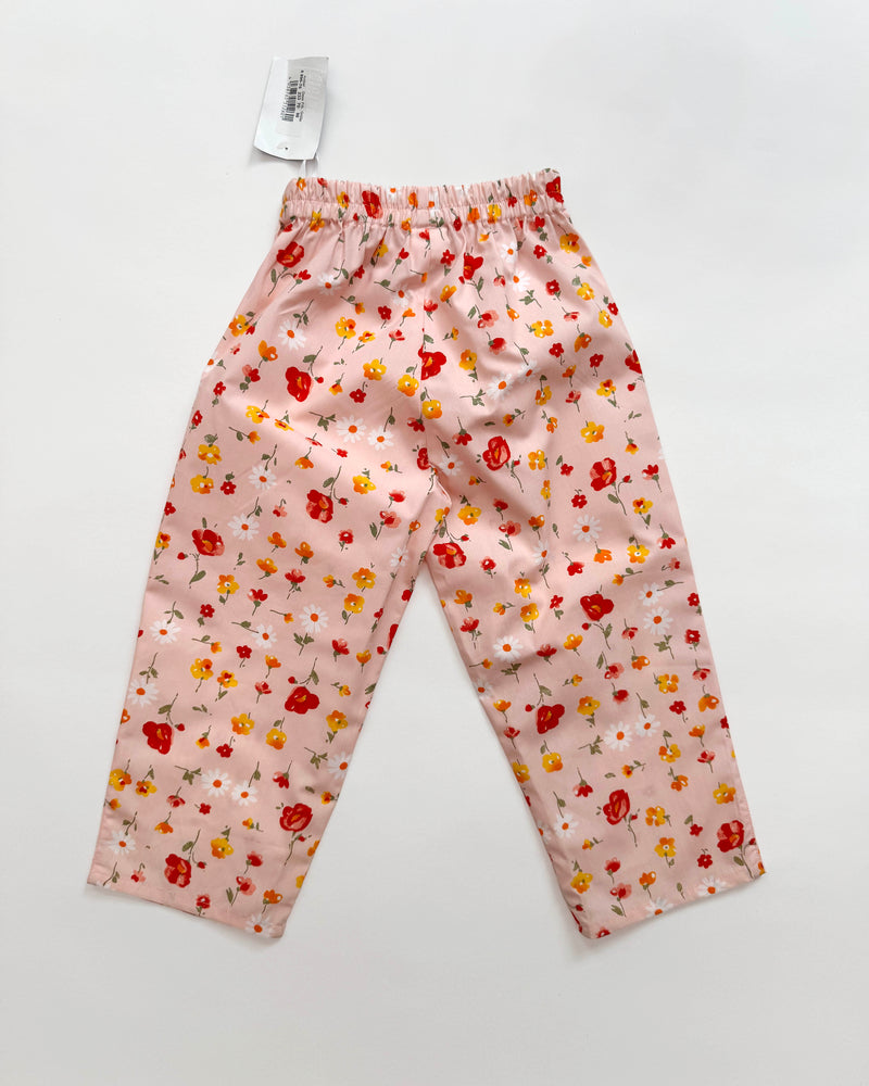 Deadstock Floral Cotton Trousers With Elastic Waist 3Y