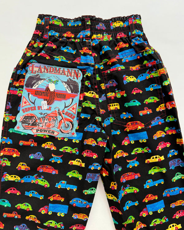 Deadstock Vintage Cars Cotton Trousers With Elastic Waist 5-6Y