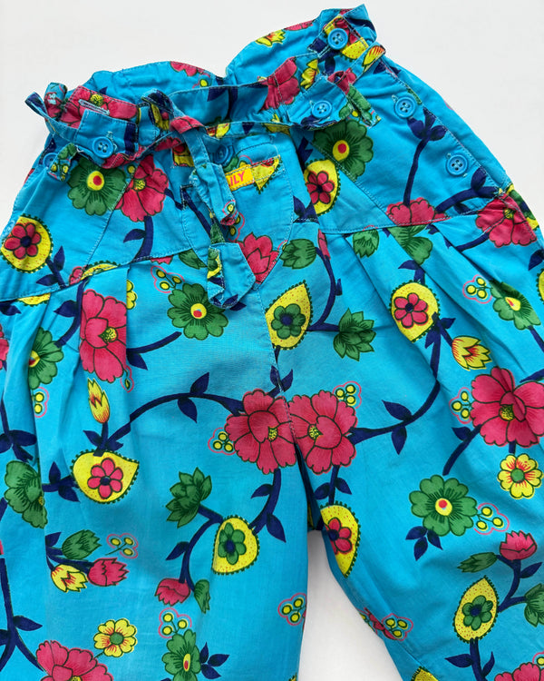 Oilily Floral Cotton Trousers With Elastic Waist 2-3Y