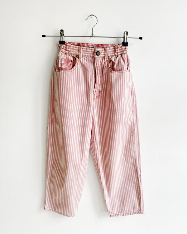 Vintage Striped Jeans With Elastic Waist