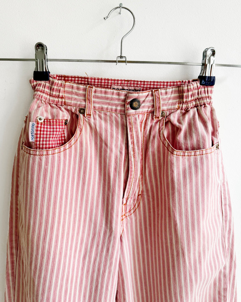 Vintage Striped Jeans With Elastic Waist