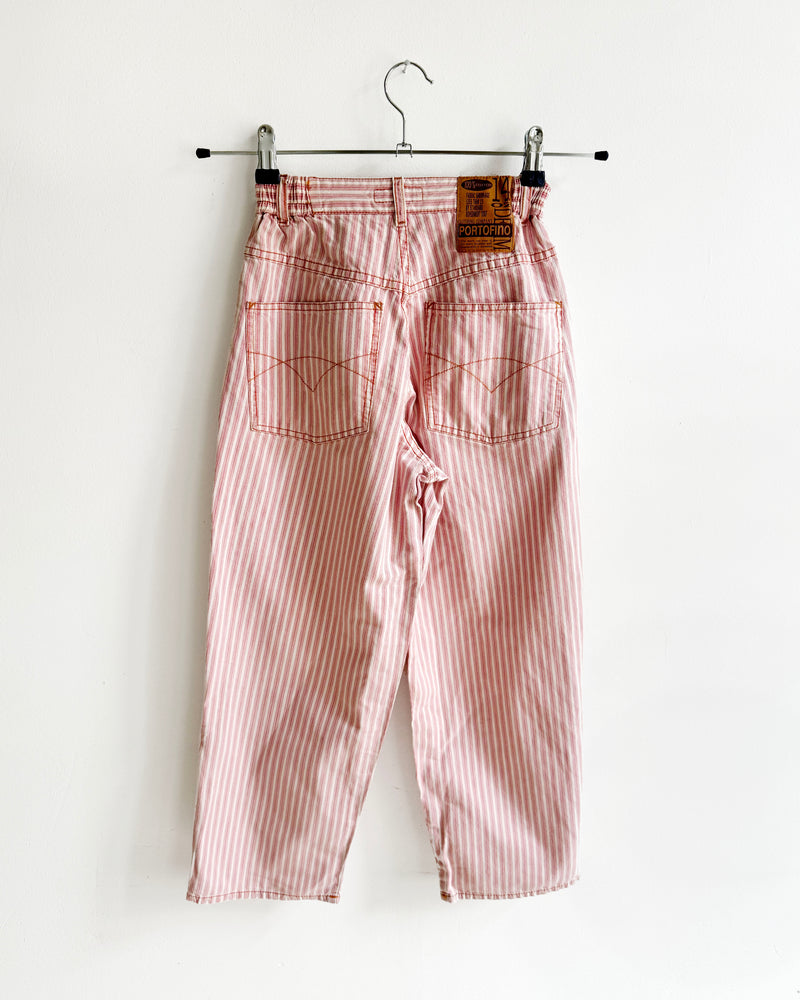 Vintage Striped Jeans With Elastic Waist