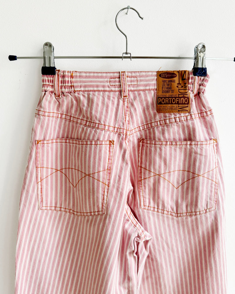 Vintage Striped Jeans With Elastic Waist