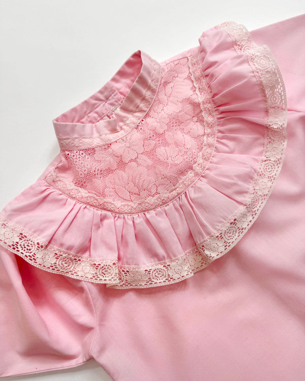 80s Floral Lace Cotton Blouse 5-6Y