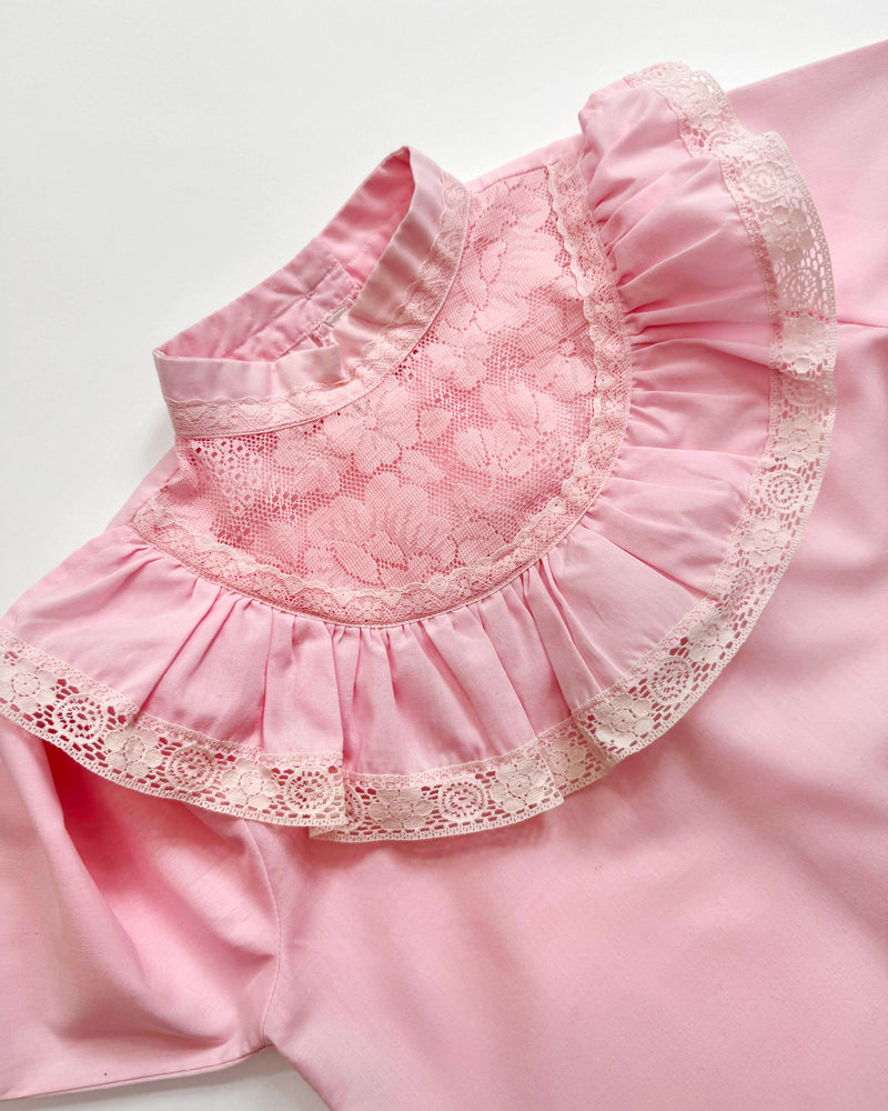 80s Floral Lace Cotton Blouse 5-6Y