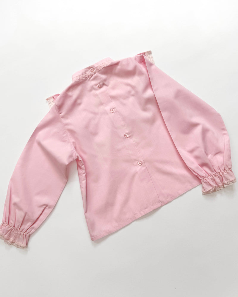 80s Floral Lace Cotton Blouse 5-6Y