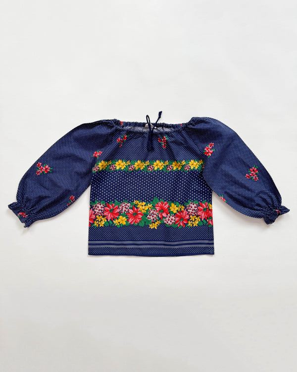 70s Floral Cotton Blouse 2-4Y