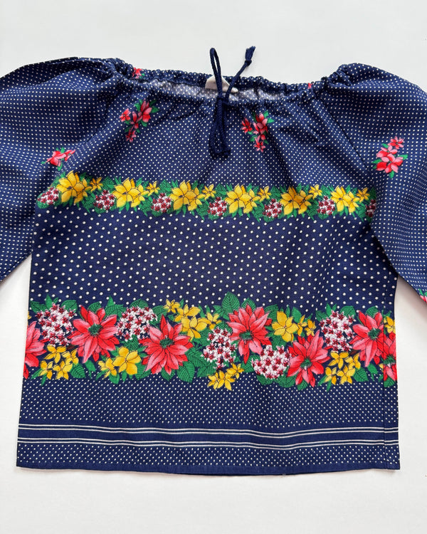 70s Floral Cotton Blouse 2-4Y