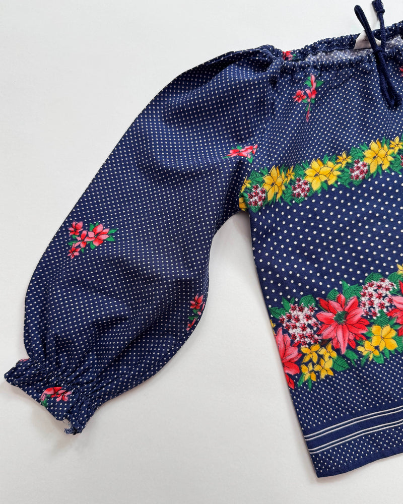 70s Floral Cotton Blouse 2-4Y