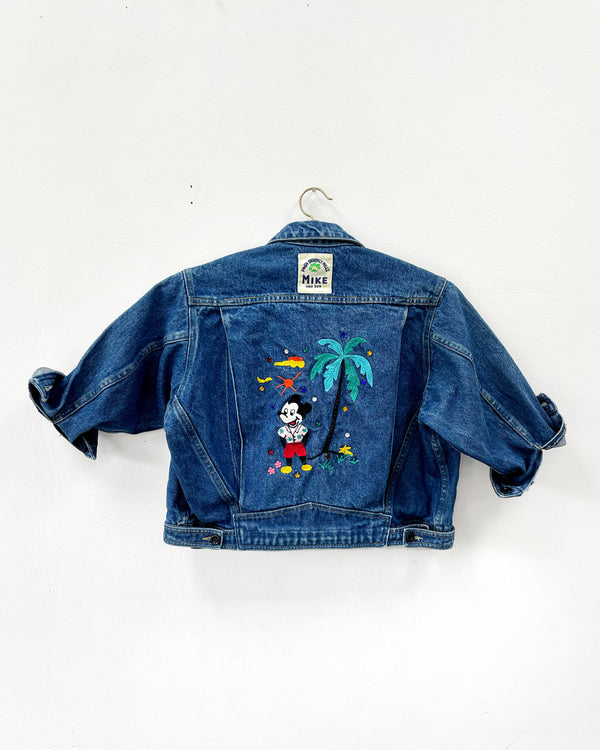 Vintage Embroidered Mickey Mouse Rhinestone Denim Jacket