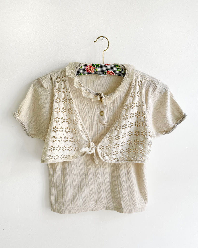 Vintage Cotton Shirt With Attached Vest