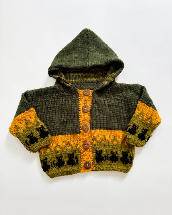 Handmade Cat Wool Hoodie 12-18M
