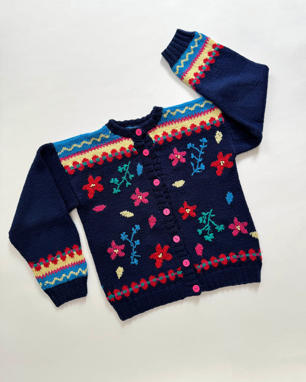 Handmade Floral Wool Cardigan 9-10Y