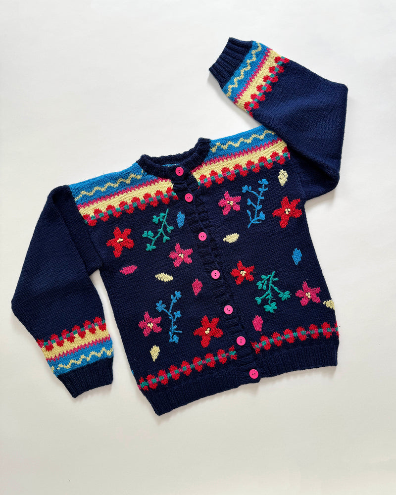 Handmade Floral Wool Cardigan 9-10Y