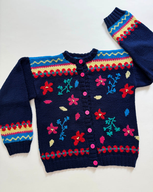 Handmade Floral Wool Cardigan 9-10Y