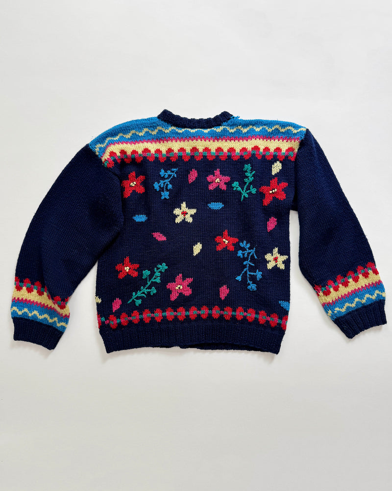 Handmade Floral Wool Cardigan 9-10Y