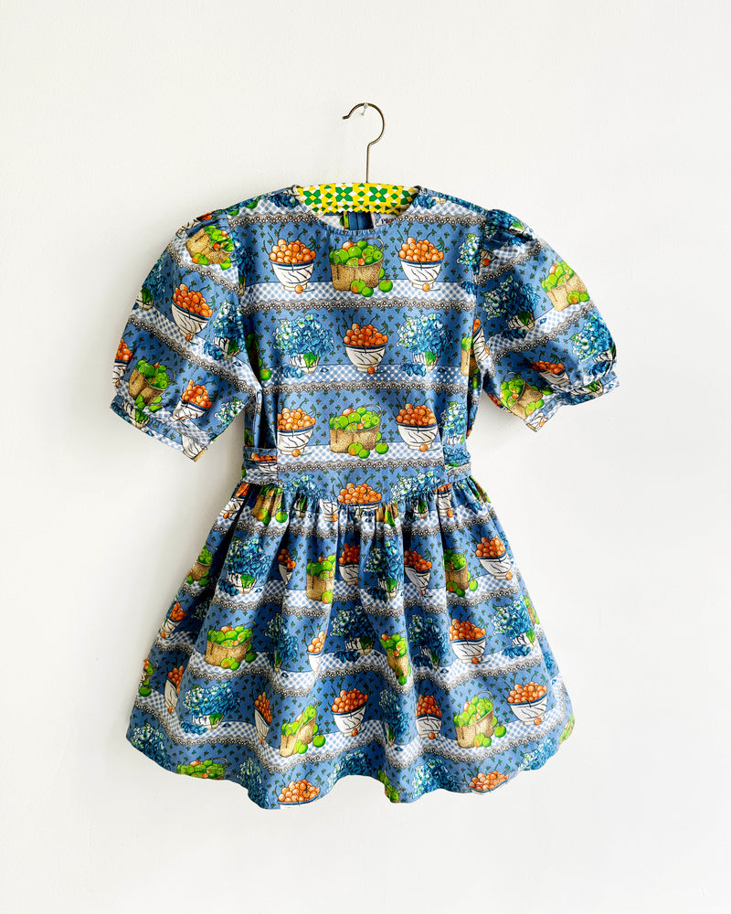 Vintage Fruit Basket Cotton Dress