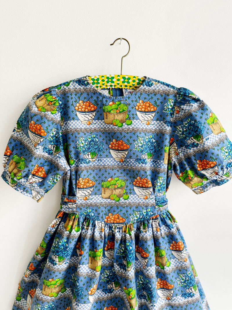 Vintage Fruit Basket Cotton Dress