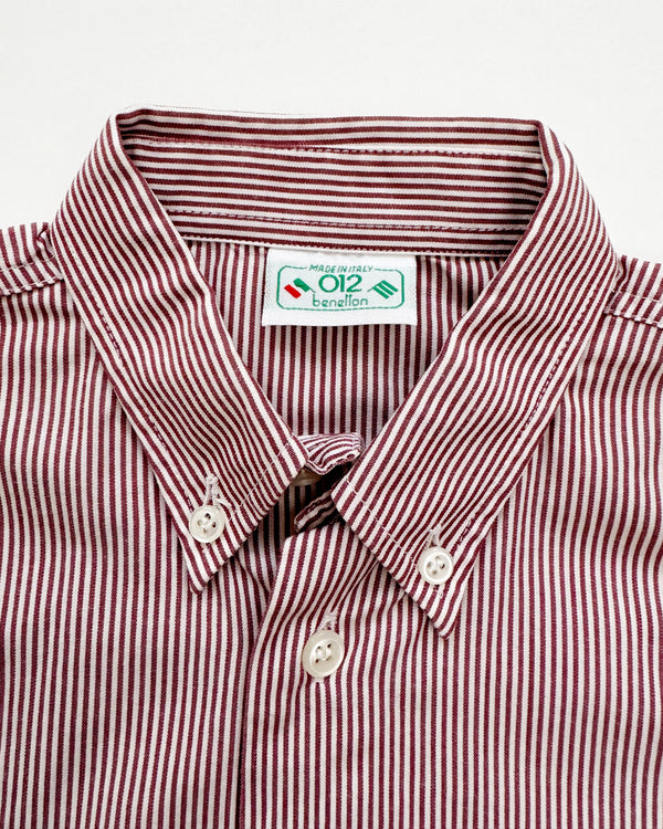 Vintage Benetton Striped Cotton Shirt Red