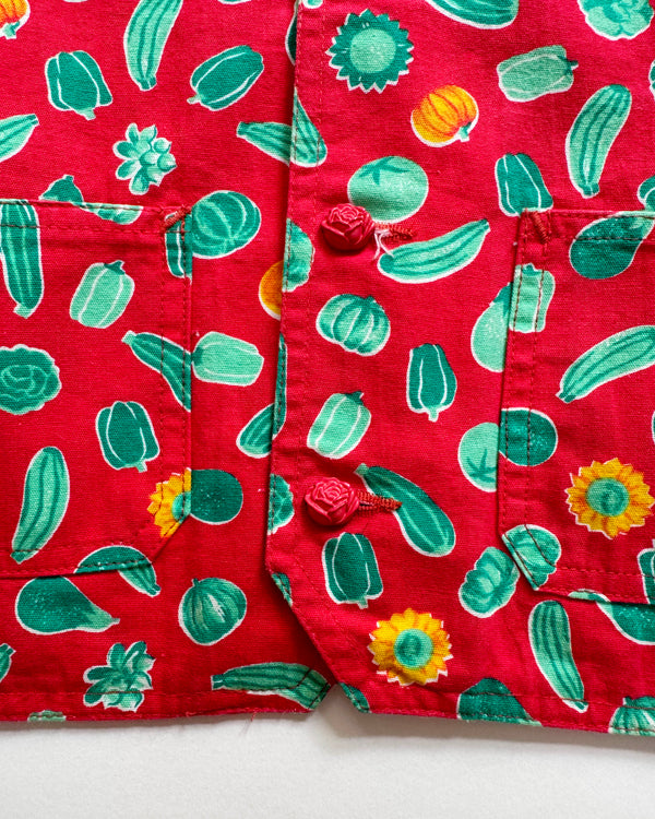 Catimini Veggie Canvas Cotton Jacket With Rose Buttons & Matching Hat