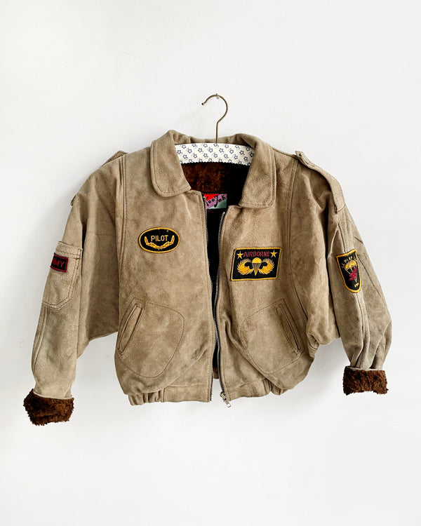 Vintage Lined  Suede Leather Jacket Pilot BomberJacket