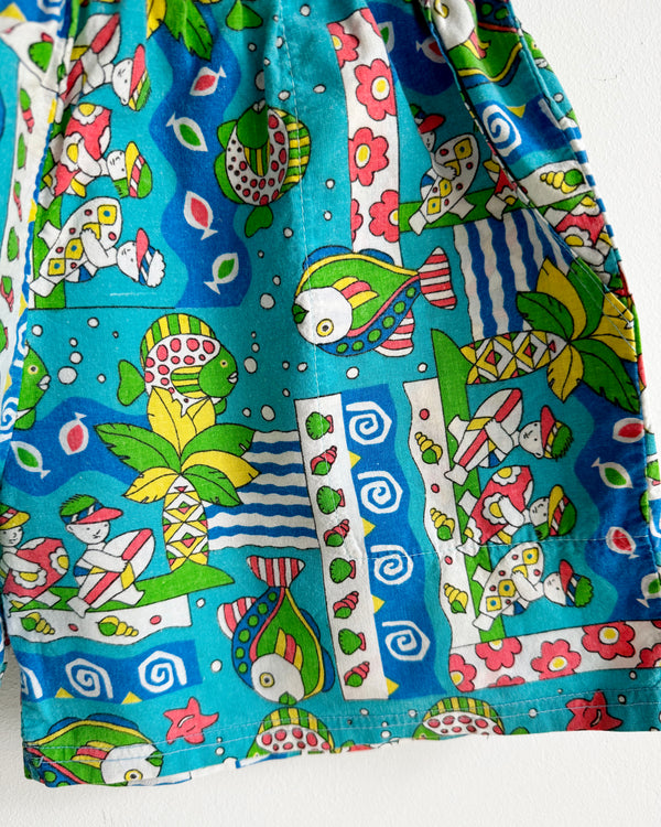 Vintage Cotton Surfing Fish SHorts