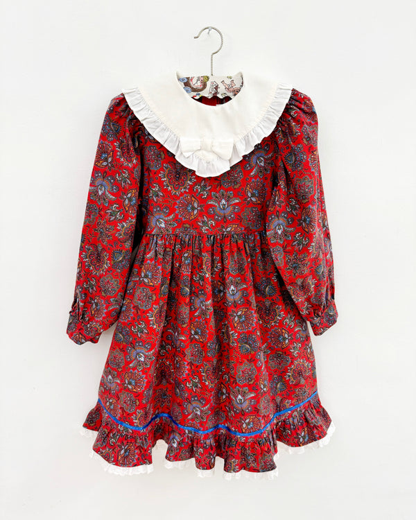 Vintage Cotton Paisley Dress With Detachable Collar