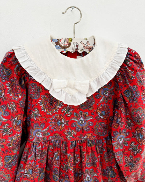 Vintage Cotton Paisley Dress With Detachable Collar