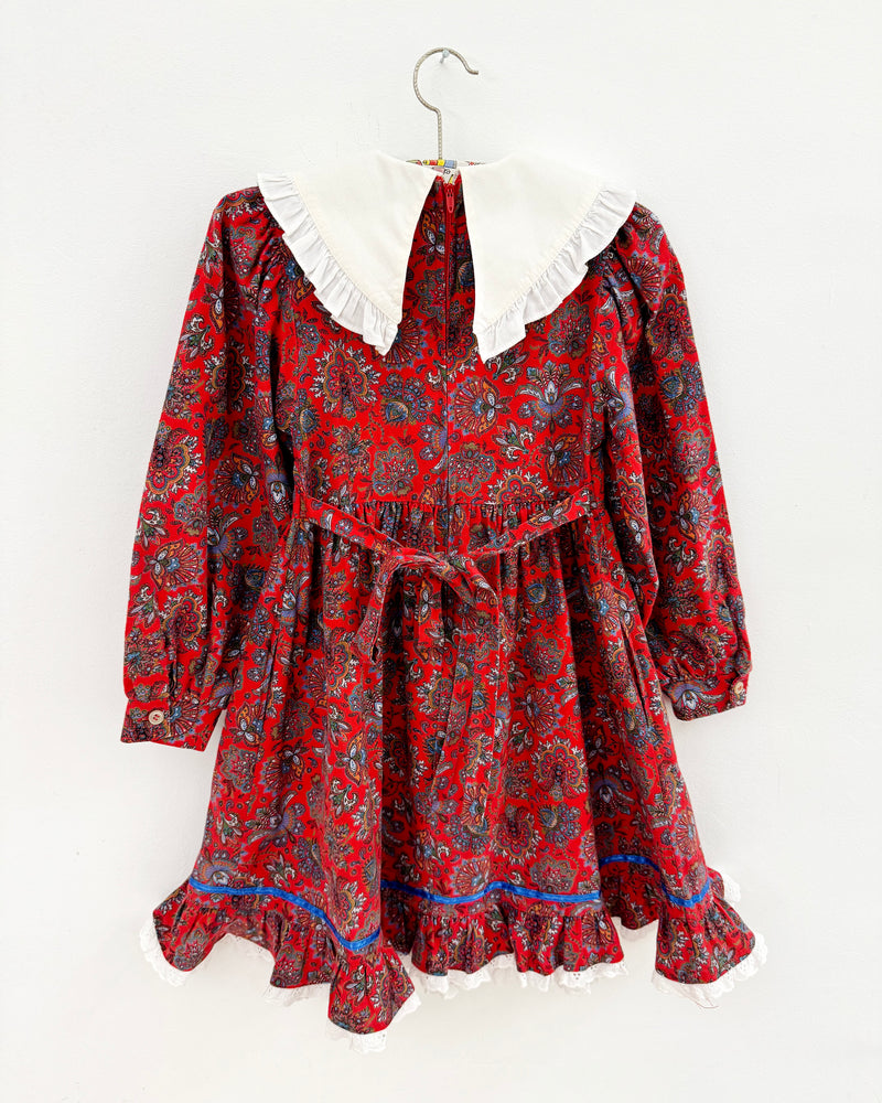 Vintage Cotton Paisley Dress With Detachable Collar