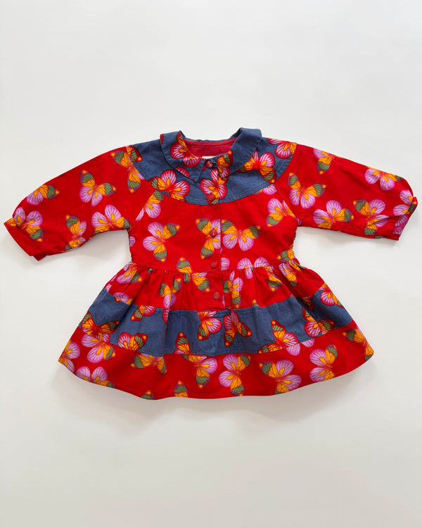 Butterfly Lined Cotton Dress 12M