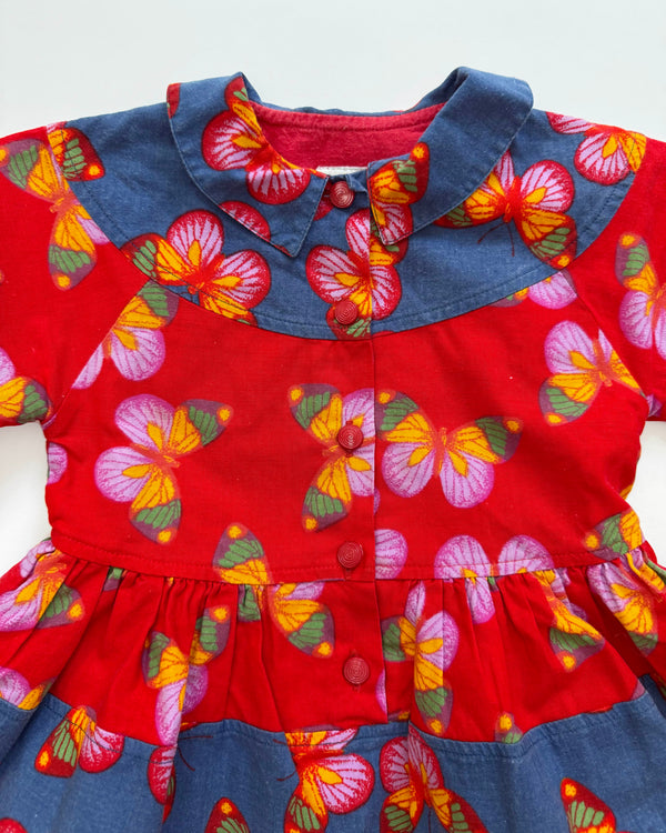 Butterfly Lined Cotton Dress 12M
