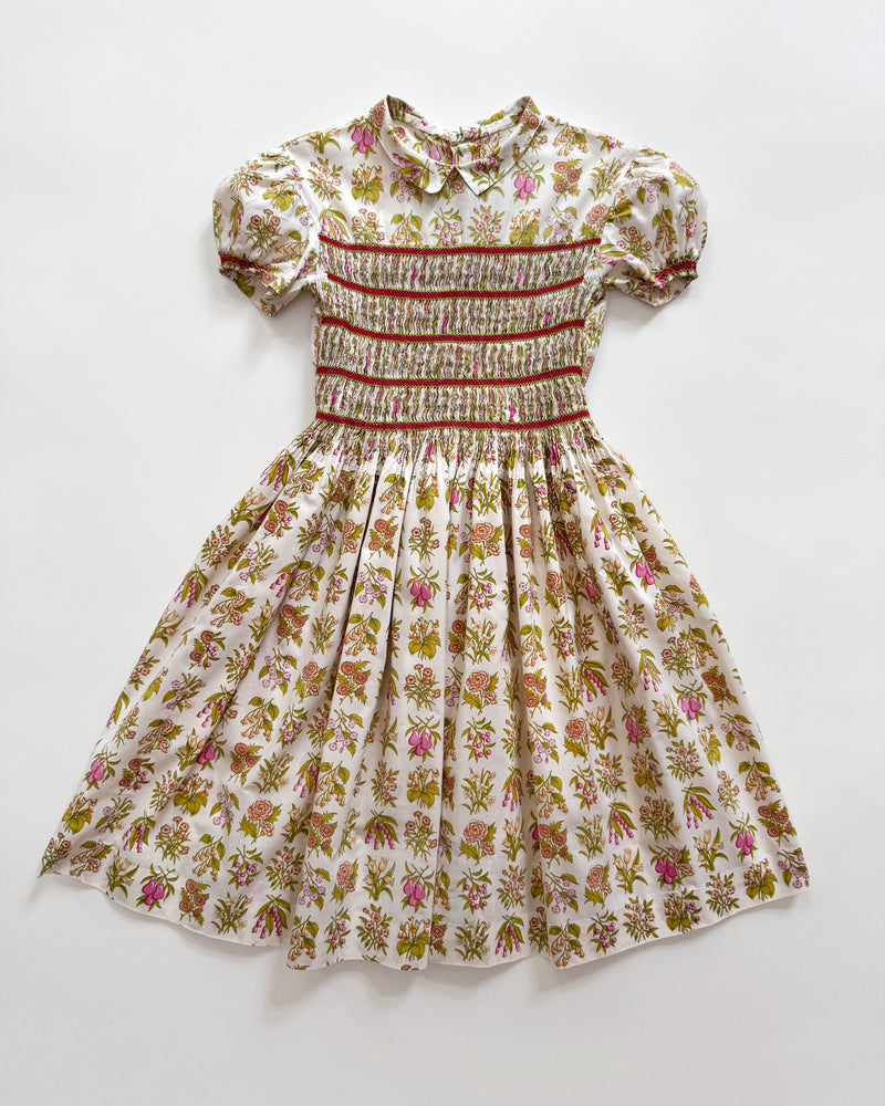 Hand-Smocked Floral Cotton Dress 3-4Y