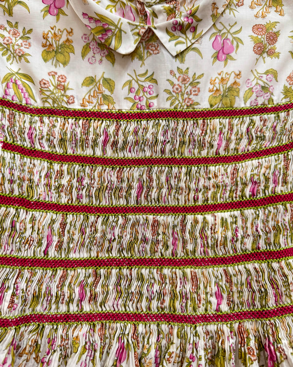 Hand-Smocked Floral Cotton Dress 3-4Y