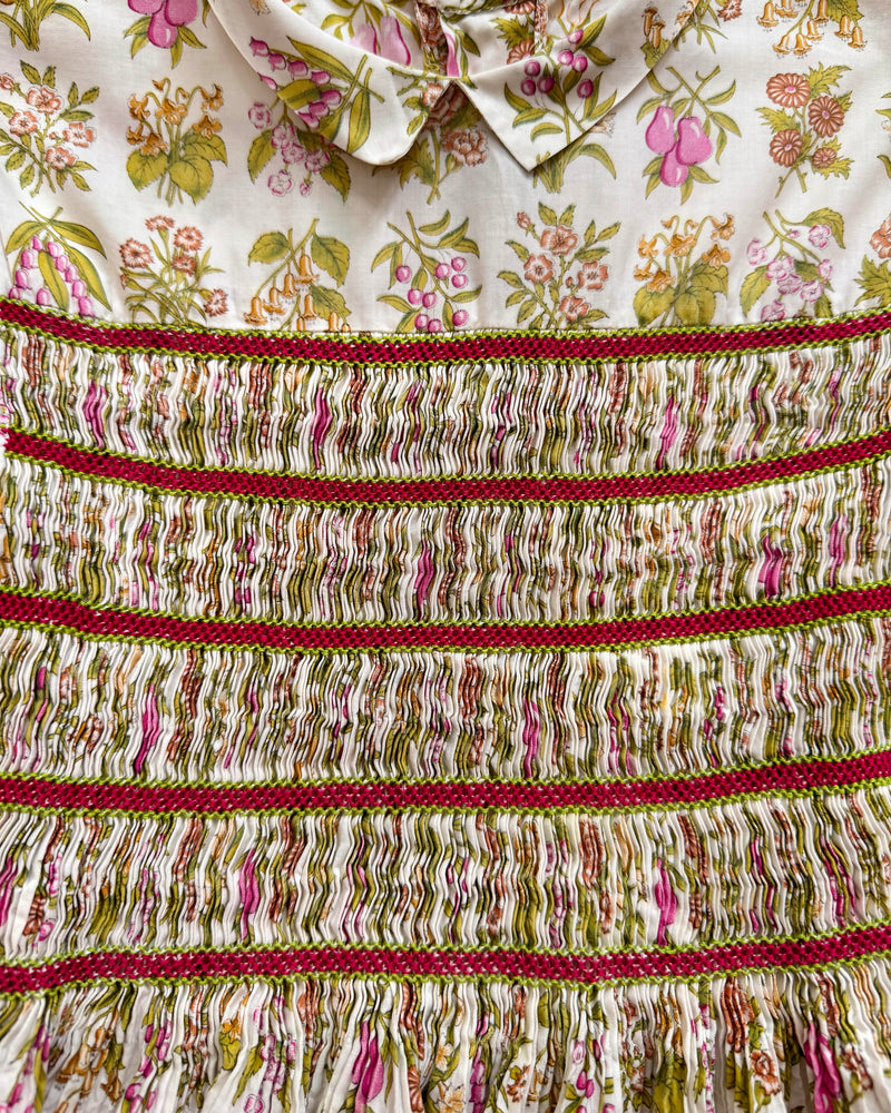Hand-Smocked Floral Cotton Dress 3-4Y