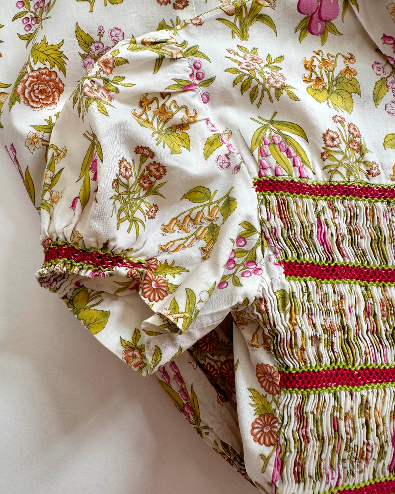 Hand-Smocked Floral Cotton Dress 3-4Y